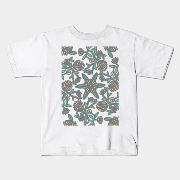 Geometric Delicious Floral Garden Pattern 3 Kids T-Shirt by mariacaballer